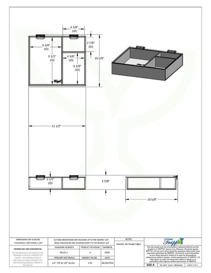 TrippNT 50145 — engineering drawing with dimensional callouts (11.5 x 2.875 x 10.625 inches WHD)