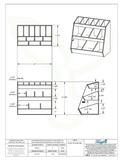 TrippNT 50147 — engineering drawing with dimensional callouts (12 x 11.375 x 7.25 inches WHD)