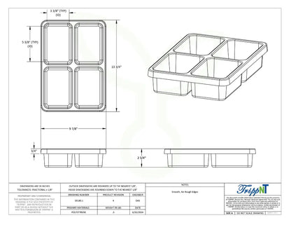 TrippNT 50180 — engineering drawing with dimensional callouts (9.875 x 2.75 x 13.875 inches WHD)