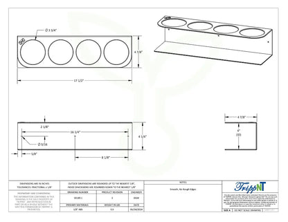 TrippNT 50189 — engineering drawing with dimensional callouts (17.5 x 4.25 x 4.875 inches WHD)