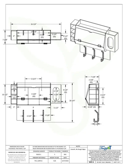 TrippNT 50193 Lab Entry Changing Station - Engineering Drawing Rev 5 with Full Dimensions