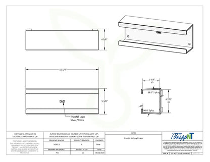 TrippNT 50282 — engineering drawing with dimensional callouts (15.25 x 5.5 x 4.375 inches WHD)