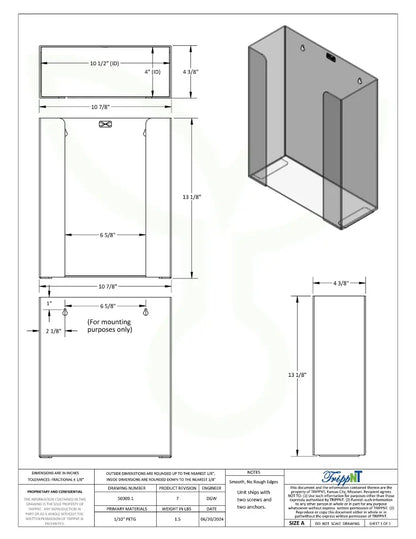 TrippNT 50309 — engineering drawing with dimensional callouts (10.875 x 13.125 x 4.375 inches WHD)