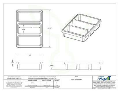 TrippNT 50399 3 Pocket Drawer Organizer - Engineering Drawing Rev 6 with Dimensions