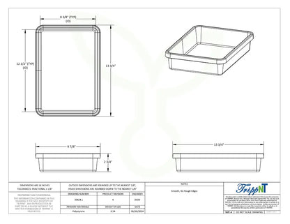 TrippNT 50424 1 Pocket Drawer Organizer - Engineering Drawing Rev 4 with Dimensions