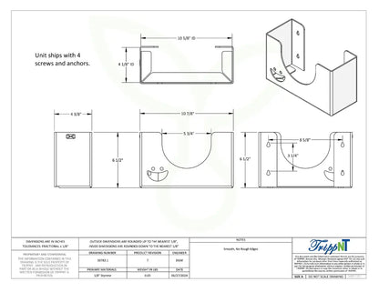TrippNT 50782 — engineering drawing with dimensional callouts (10.875 x 6.5 x 4.375 inches WHD)