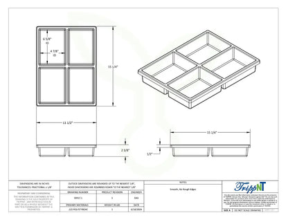 TrippNT 50917 4 Compartment Core Cart Organizer - Engineering Drawing Rev 5 with Dimensions