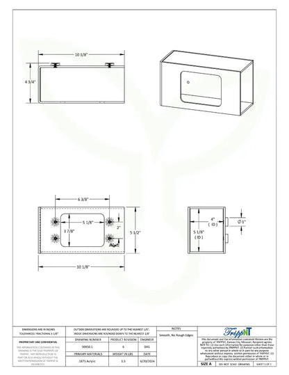 TrippNT 50950 — engineering drawing with dimensional callouts (10.125 x 5.5 x 4.625 inches WHD)