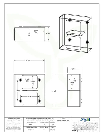 TrippNT 50951 — engineering drawing with dimensional callouts (10.125 x 10.875 x 4.625 inches WHD)