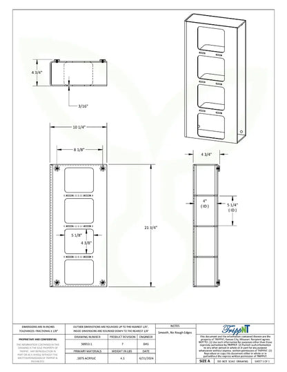 TrippNT 50953 — engineering drawing with dimensional callouts (10.125 x 21.75 x 4.625 inches WHD)