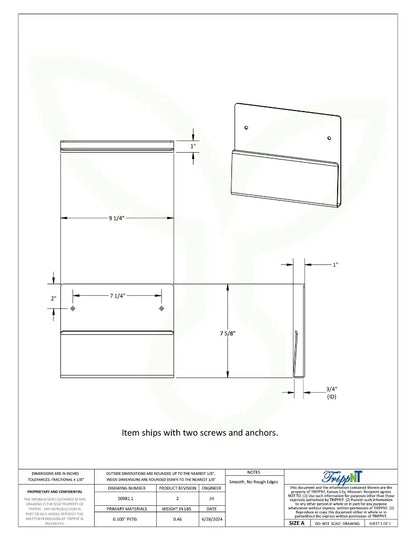 TrippNT 50981 — engineering drawing with dimensional callouts (9.25 x 7.25 x 1 inch WHD)