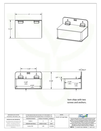 TrippNT 51042 Small Lab Box with Lid Engineering Drawing Dimensions
