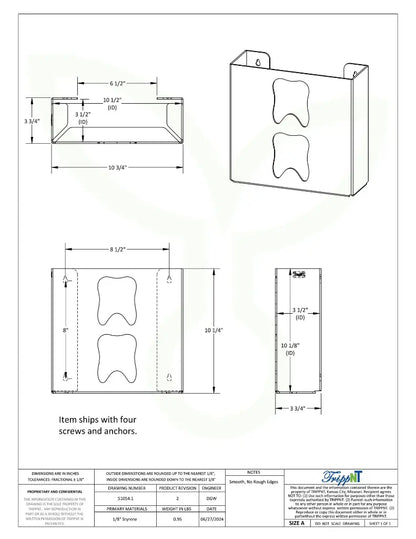 TrippNT 51054 Double Tooth Glove Box Dispenser - Engineering Drawing Rev 2