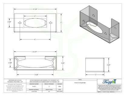 TrippNT 51141 Single 2 Sided Glove Box Dispenser Engineering Drawing Dimensions