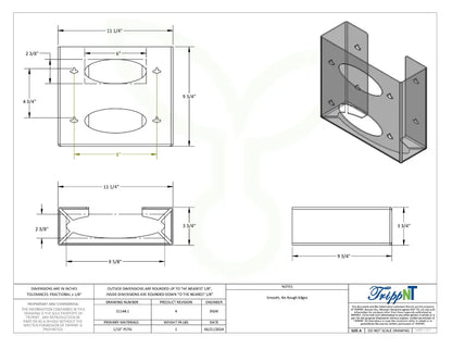 TrippNT 51144 Double 2 Sided Glove Box Dispenser Engineering Drawing Dimensions