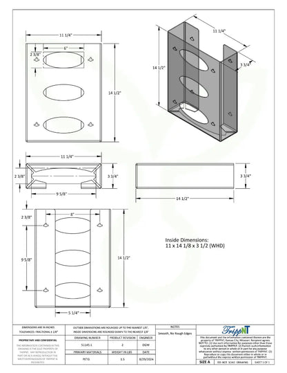 TrippNT 51145 Triple 2 Sided Glove Box Dispenser Engineering Drawing Dimensions