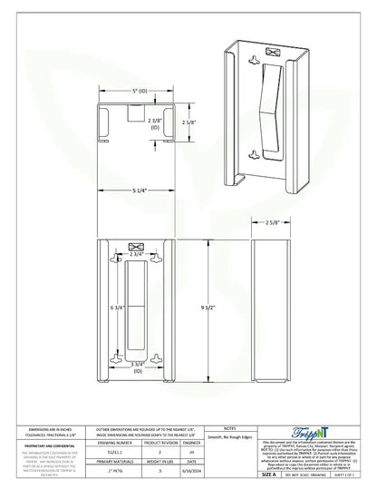 TrippNT 51211 — engineering drawing (5.25 x 9.625 x 2.625 inches WHD)