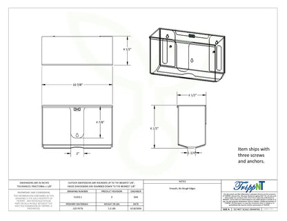 TrippNT 51353 Wide Single Paper Towel Holder Engineering Drawing Dimensions