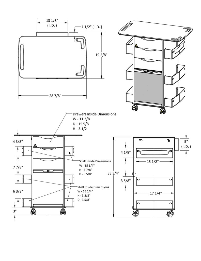 TrippNT 51817 MRI Core DX Extended Top Engineering Drawing Dimensions