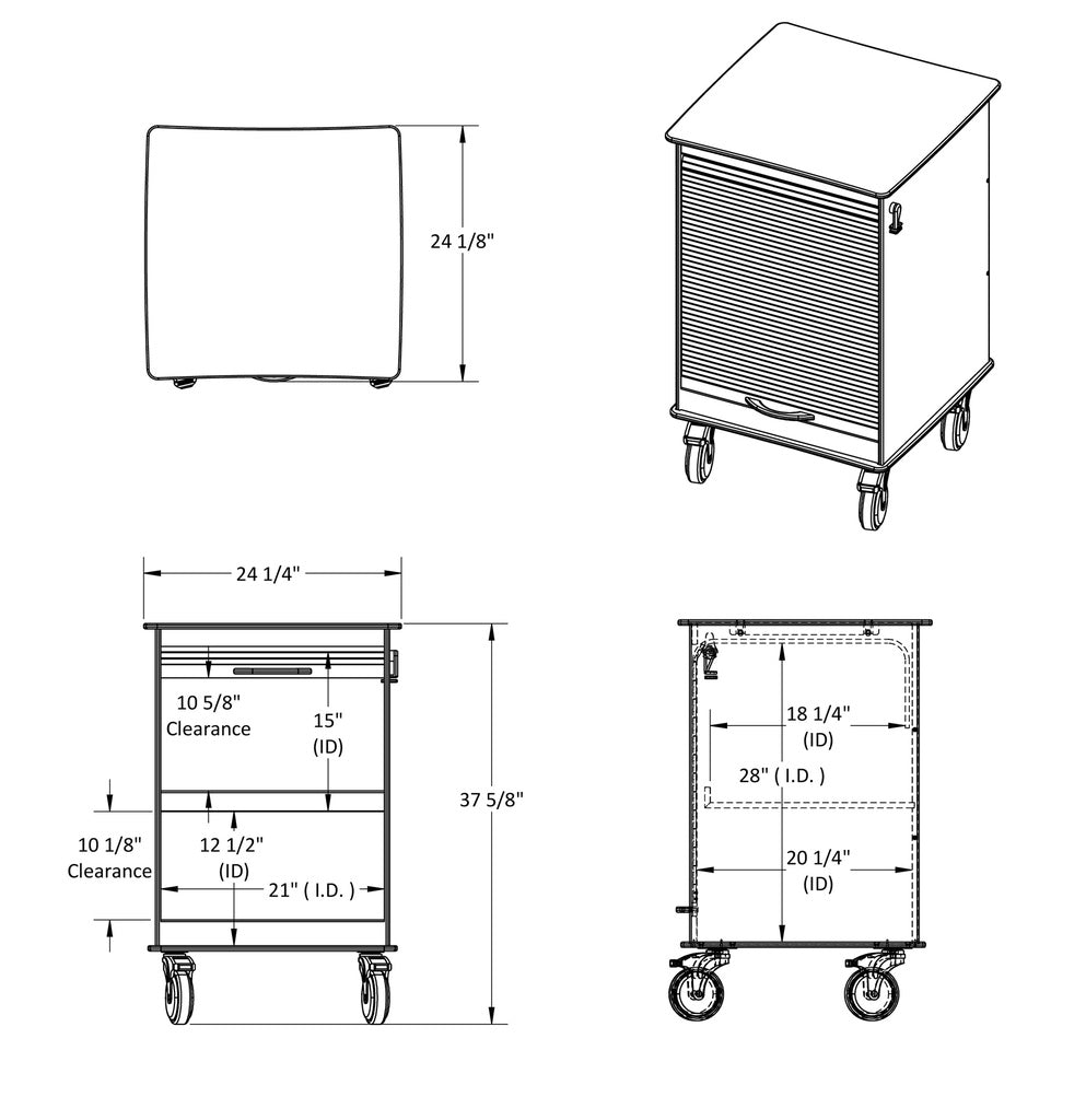 TrippNT 51820 MRI Maui Lab Island Cart - Engineering Drawing Rev 9 with Full Dimensions