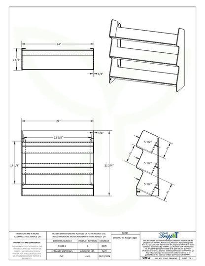 TrippNT 51829 Suture Shelf - Engineering Drawing Rev 4 with Full Dimensions