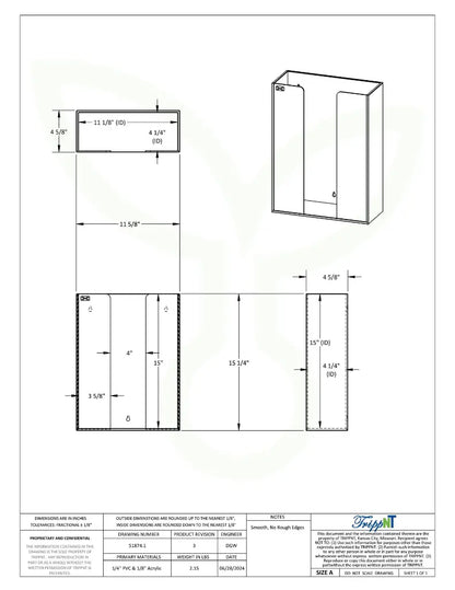 TrippNT 51874 MRI Triple Glove Box Holder - Engineering Drawing Rev 3 with Full Dimensions
