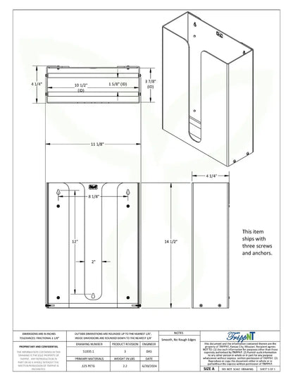 TrippNT 51935 Double Dual Dispensing Paper Towel Holder Engineering Drawing