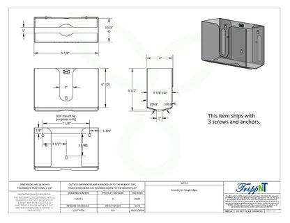 TrippNT 51937 Narrow Clear Dual Dispensing Paper Towel Holder - Engineering Drawing Rev 2