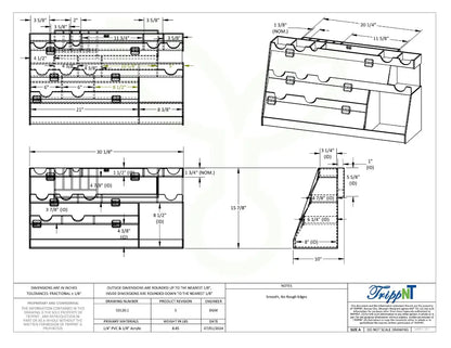 TrippNT 53120 Extra Large Benchtop Workstation with Door - Engineering Drawing Rev 5 with Dimensions