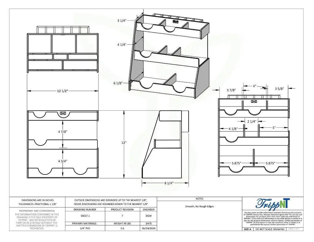 TrippNT 50027 Top Loader Workstation - Engineering Drawing Rev 7