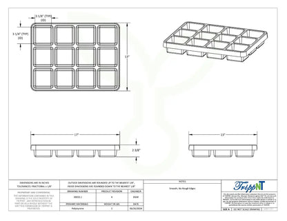 TrippNT 50055 12-Compartment Drawer Organizer Engineering Drawing Dimensions