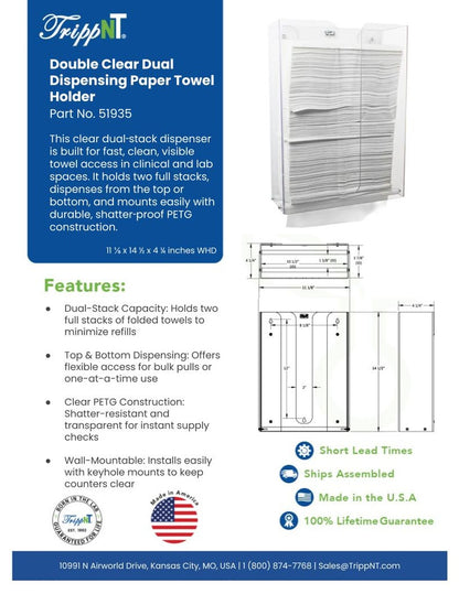 TrippNT 51281 Paper Towel Holder - Lab Bench or Clinical Wall Installation Lifestyle Shot