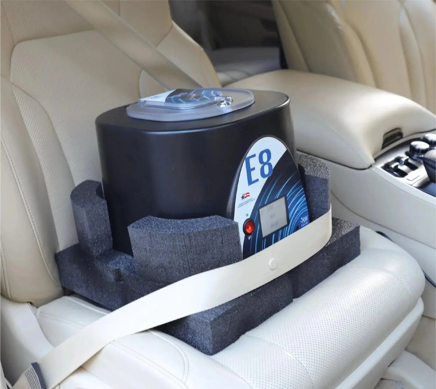 Portable centrifuge E8C-U8AT-15TP with touch screen and 12V car power adapter with seat bracket