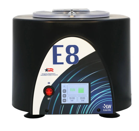 Portable centrifuge E8C-U8AT-15TP with touch screen and 12V car power adapter with seat bracket