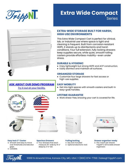 TrippNT 51131 Extra Wide Compact Cart Global Blue Drawers Lifestyle Environment