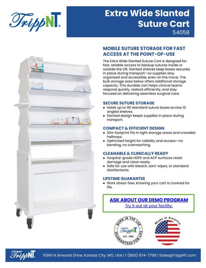 TrippNT 54058 — sterile processing in-use view showing cart loaded for case pick staging