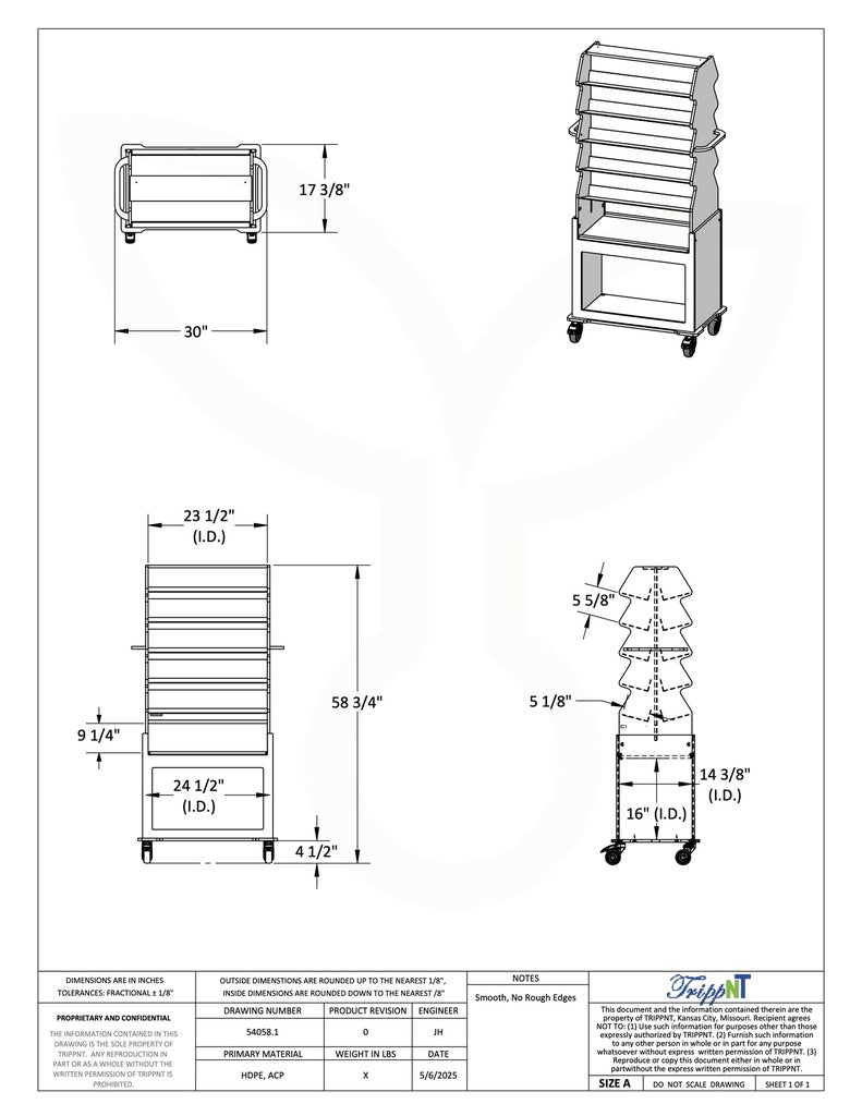 TrippNT 54058 — OR corridor in-use view showing cart staged for multi-room suture access
