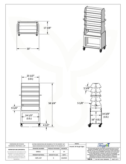 TrippNT 54058 — OR corridor in-use view showing cart staged for multi-room suture access