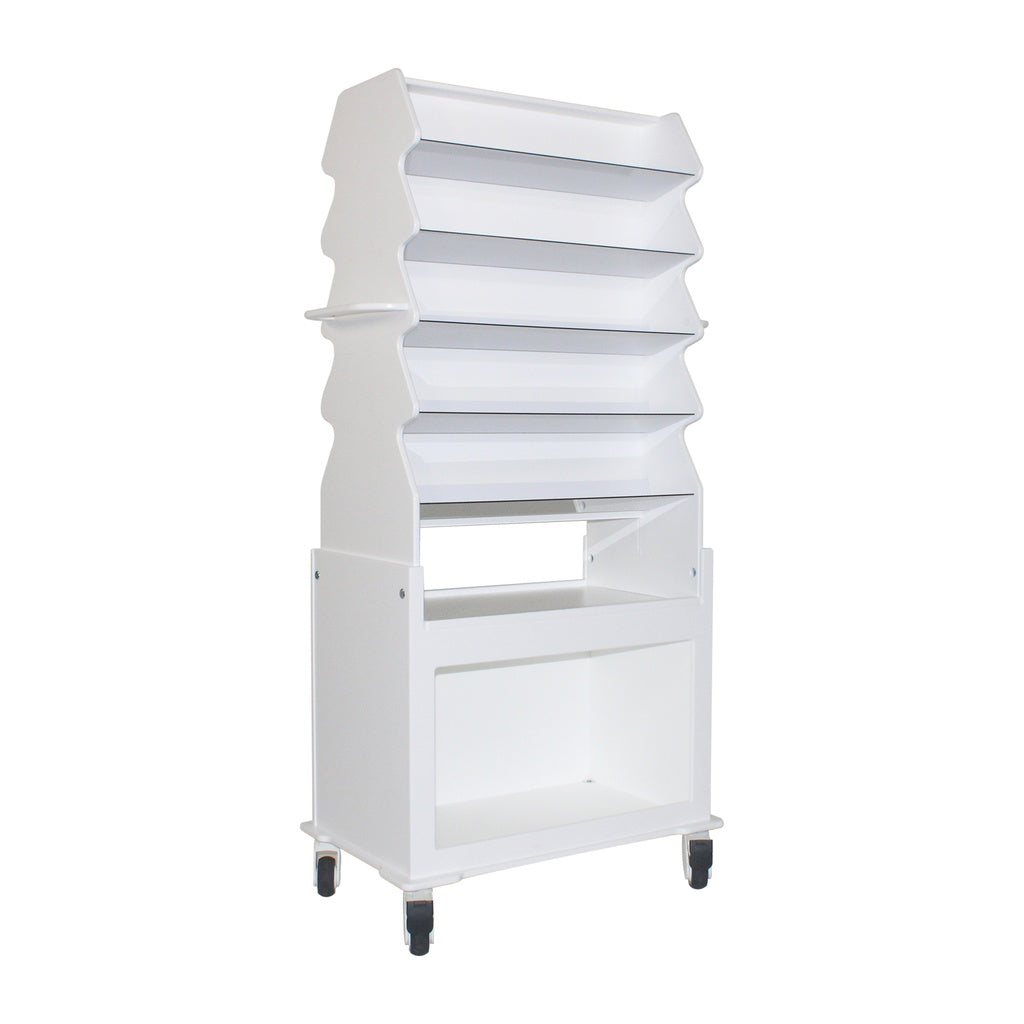 TrippNT 54058 — front view showing all 10 angled shelves with suture boxes in label-forward presentation