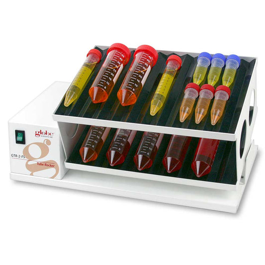 Tube Rocker, Double Tier, Dual 9.9" x 6.7" Platforms — 120V/240V Options, Each | Globe Scientific