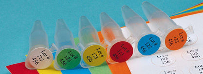 Heathrow Scientific Laser Tough-Spots® Sheet Labels 0.50" 1.5 mL Tubes Rainbow 20/pk — view 2
