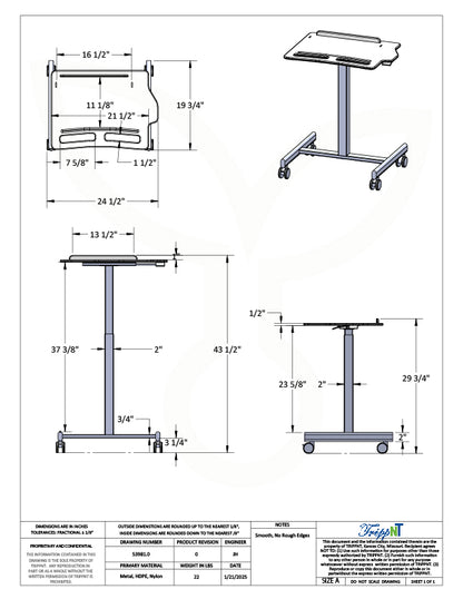 TrippNT 53981 Height Adjustable Cart Maximum Height Extended Position View