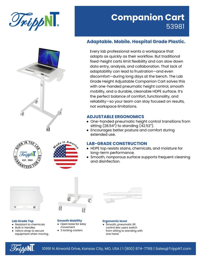 TrippNT 53981 Height Adjustable Companion Cart Clinical Lifestyle Shot
