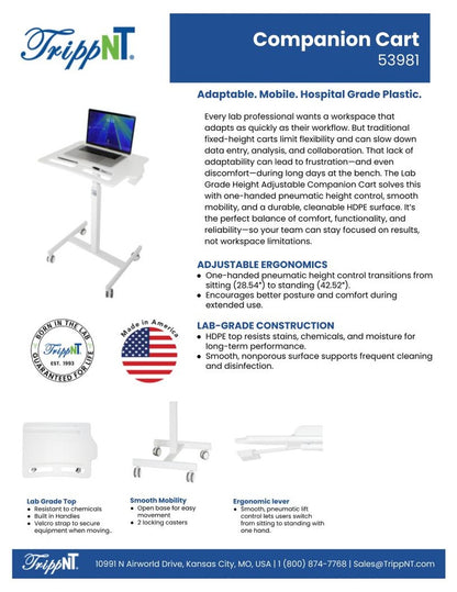 TrippNT 53981 Height Adjustable Companion Cart Clinical Lifestyle Shot
