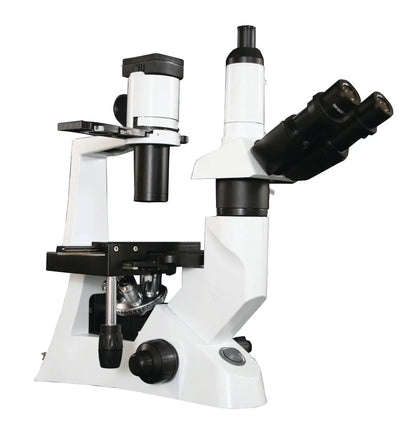 LW Scientific inverted microscope for cell culture applications, featuring a trinocular head, precision optics, and compact design for observing live cell samples in petri dishes and culture flasks
