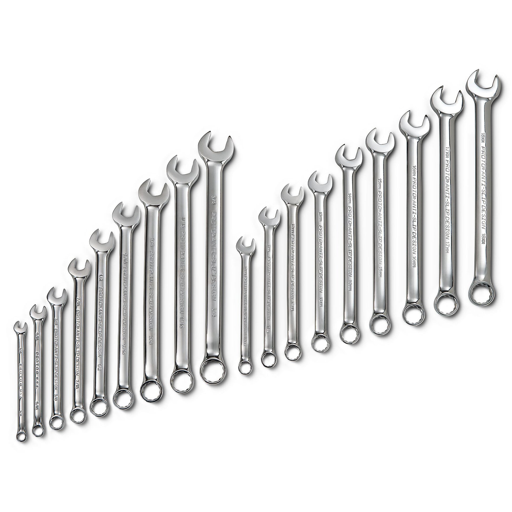 Proto J1200CS — 12-Point Satin Combination ASD Wrench Set (18 pc.) J1200CS