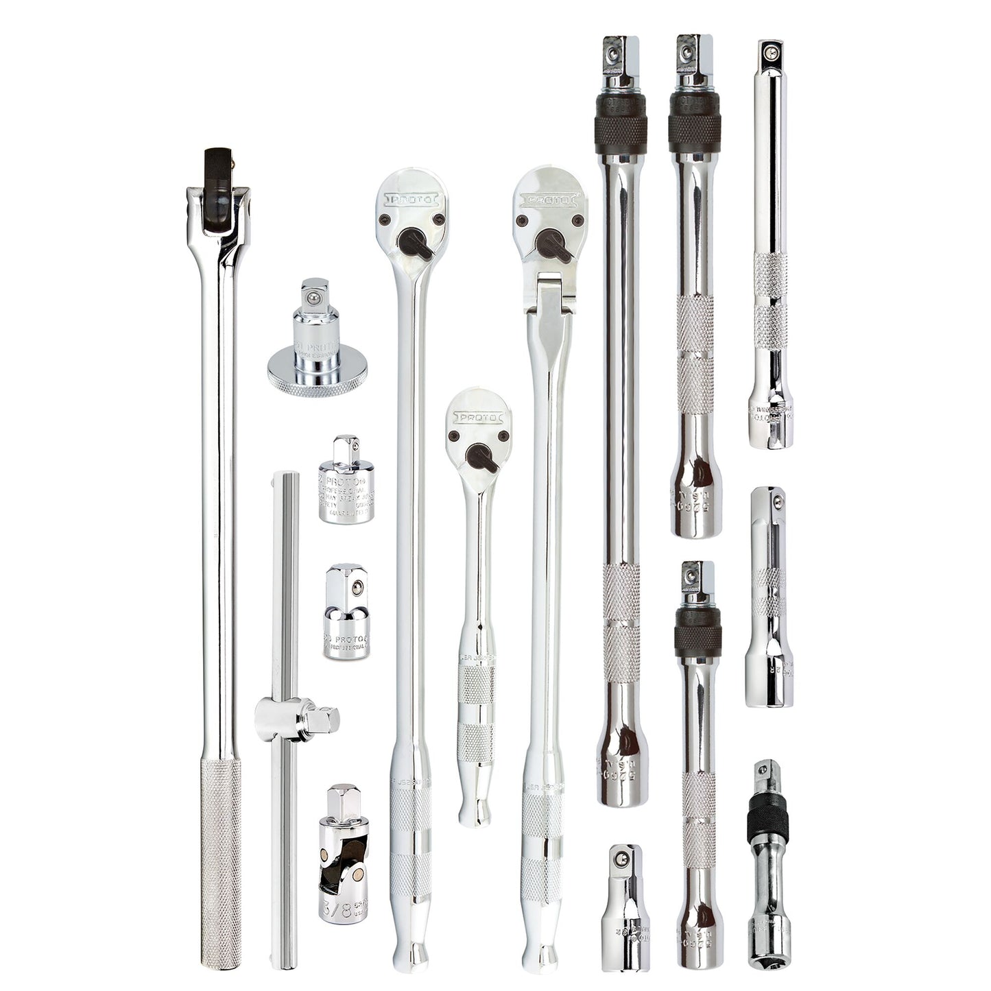 Proto J52000S — 3/8 in. Drive Tools & Accessories Set With Full Polish Precision 90 Ratchet (16 pc.) J52000S