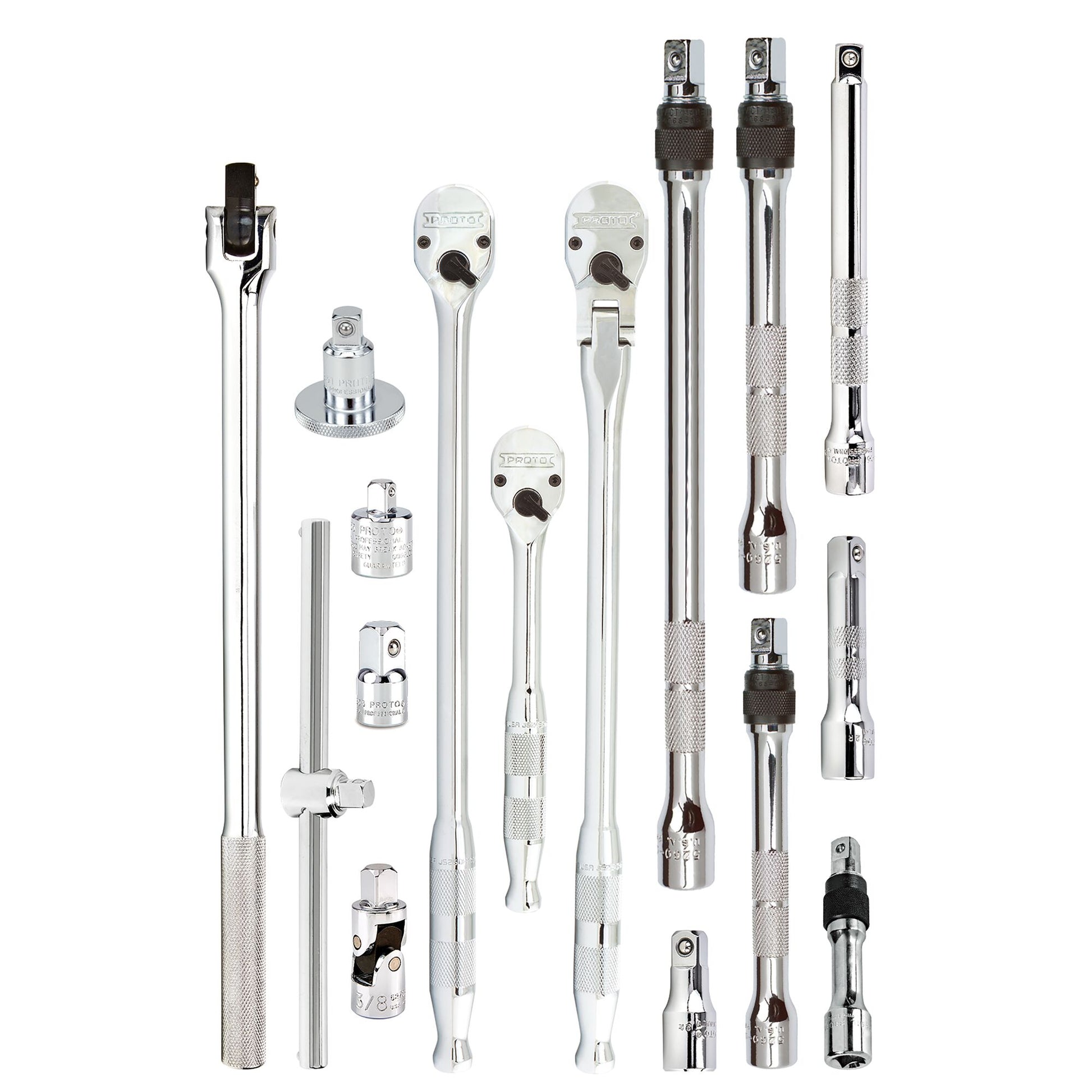 Proto J52000S — 3/8 in. Drive Tools & Accessories Set With Full Polish Precision 90 Ratchet (16 pc.) J52000S