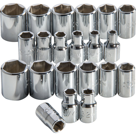 Proto J52219 — 1/4 in. Drive 6-Point Combination Socket Set (22 pc.) J52219