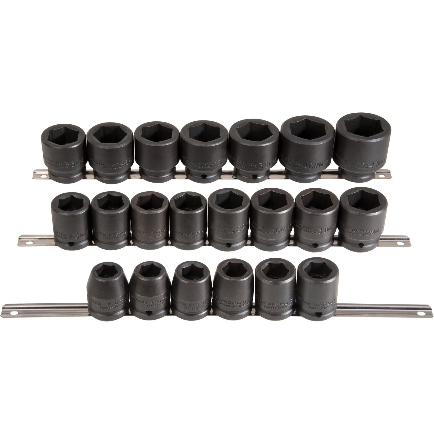 Proto J72103M — 3/4 in. Drive 6-Point Metric Impact Socket Set (21 pc.) J72103M